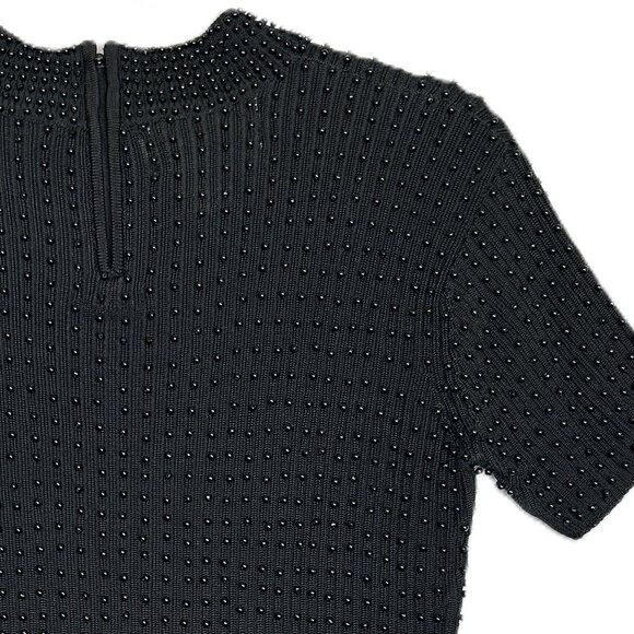 Belldini Top Women's Large‎ Black Embellished Jewel Neck Knit Sweater - Picture 5 of 12